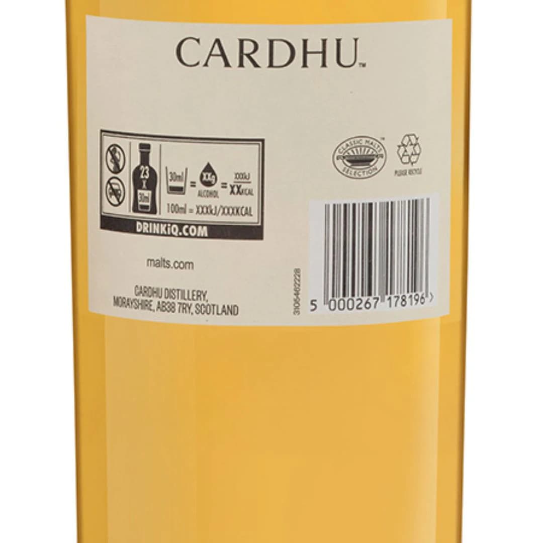 Cardhu Bottle Back Image