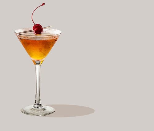 An illustration of an After Dinner Rob Roy Whisky Cocktail