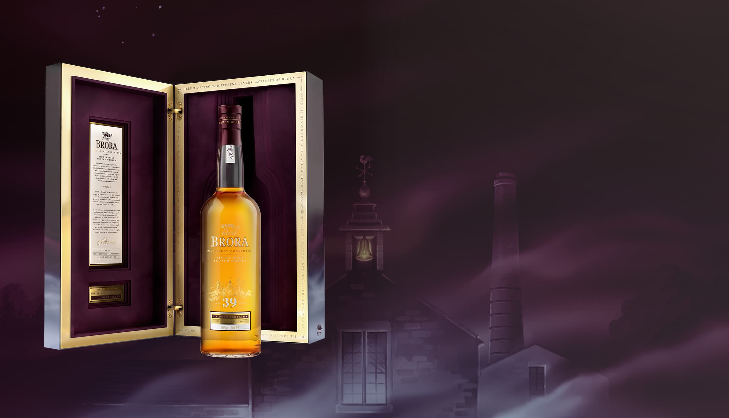 Brora 39 Year Old bottle with the box open