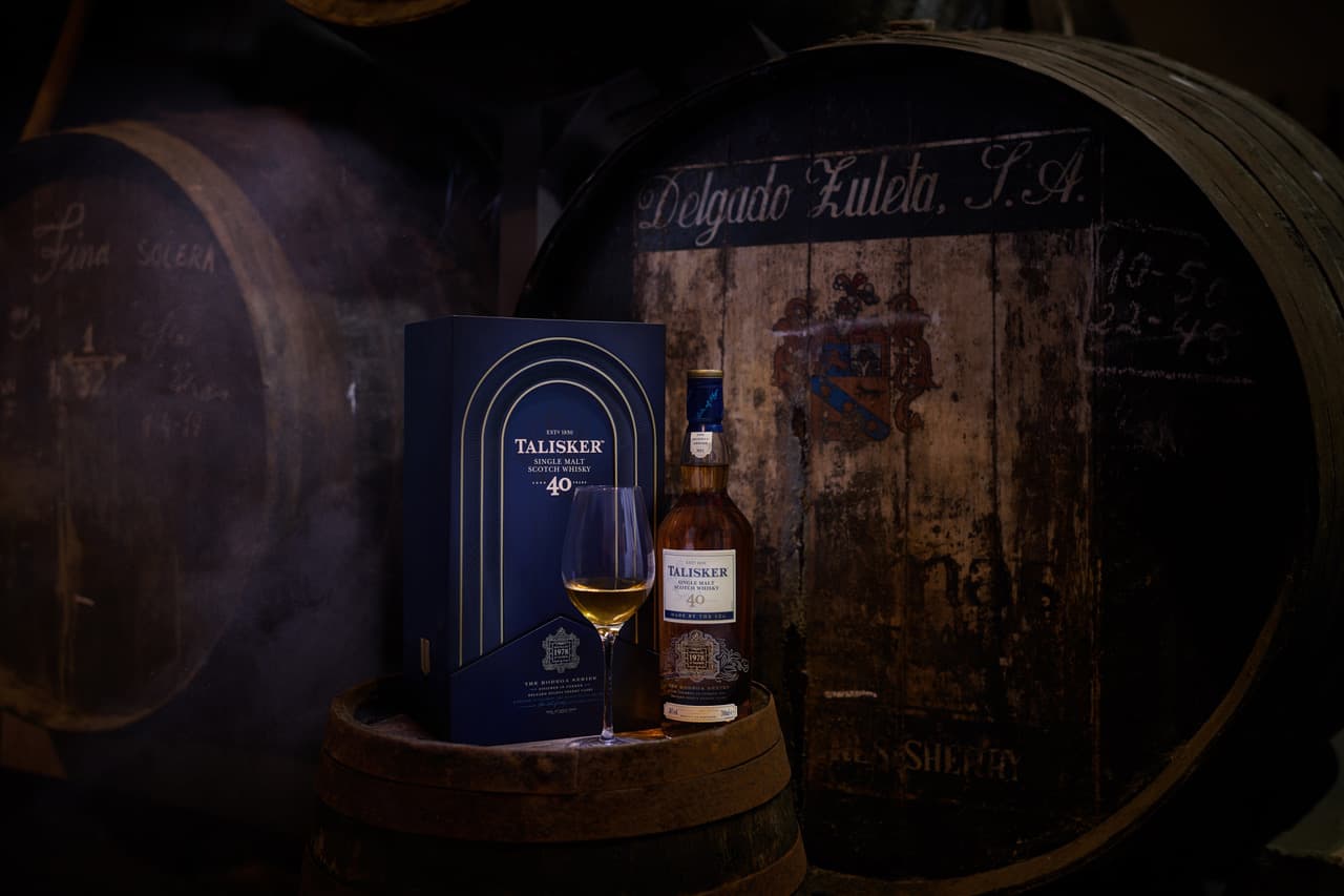 Talisker Bodega 40 Year Old, Single Malt Scotch Whisky Bottle and Box with Glass