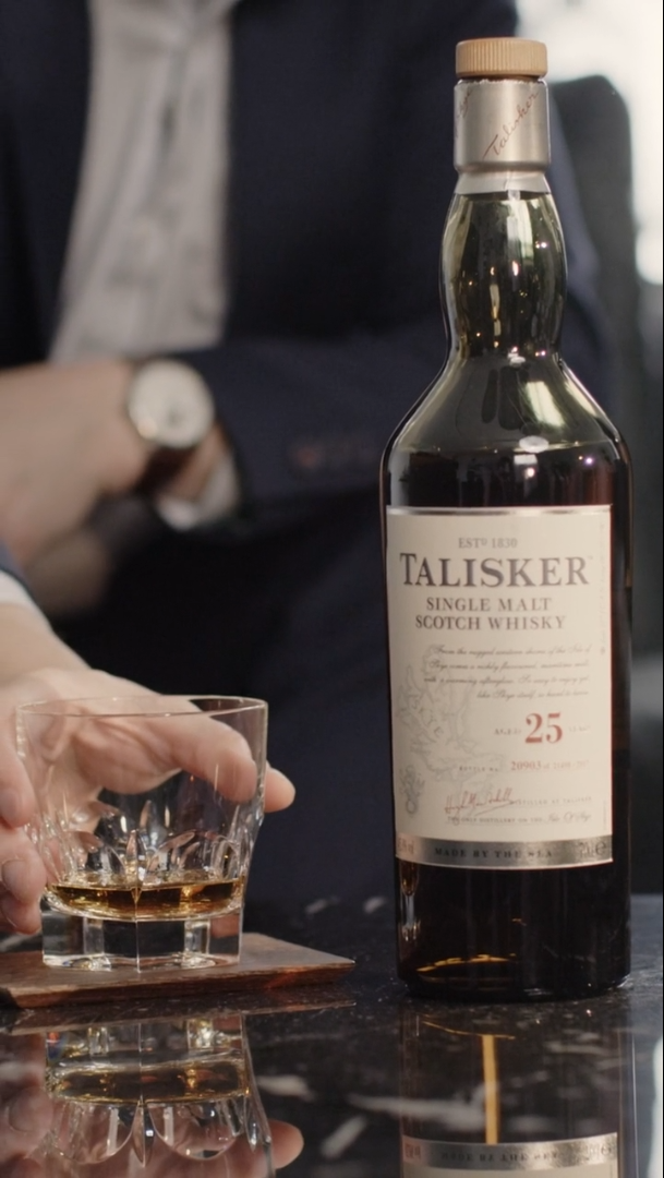 Talisker 25 Year old bottle and serves