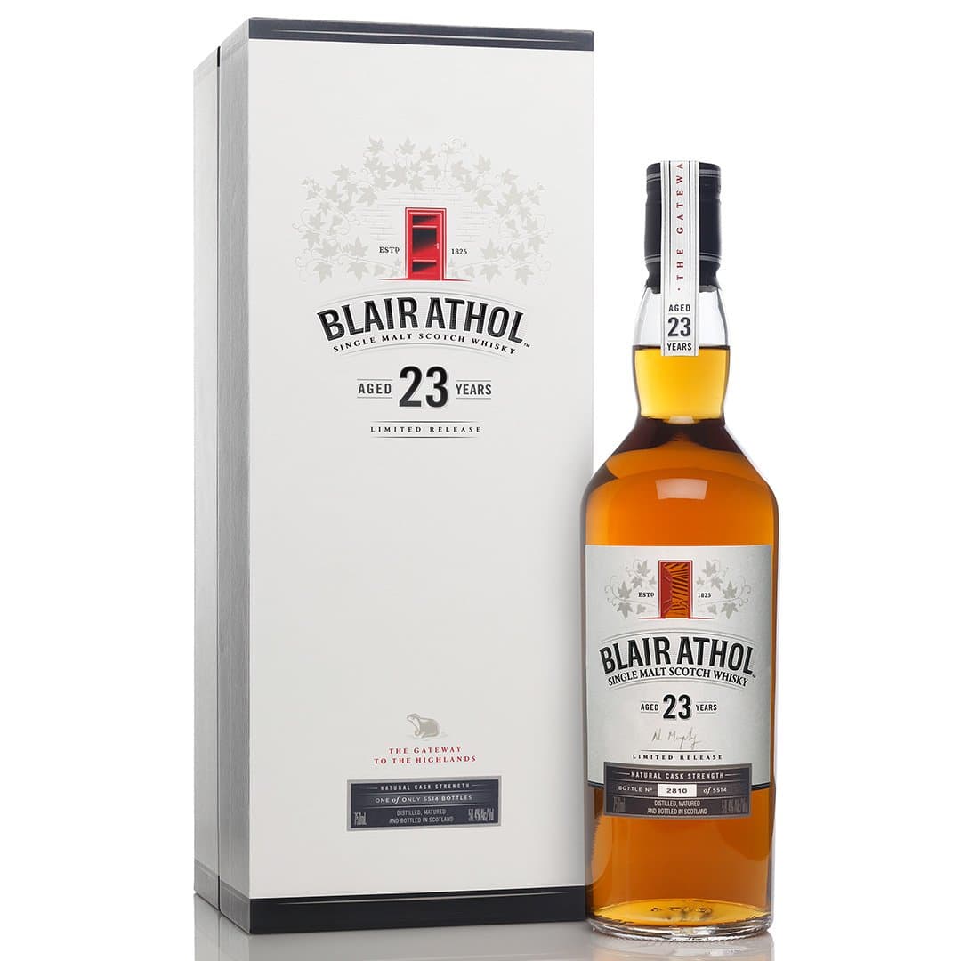 Blair Athol 23 Year Old Single Malt Scotch Whisky Bottle and Box